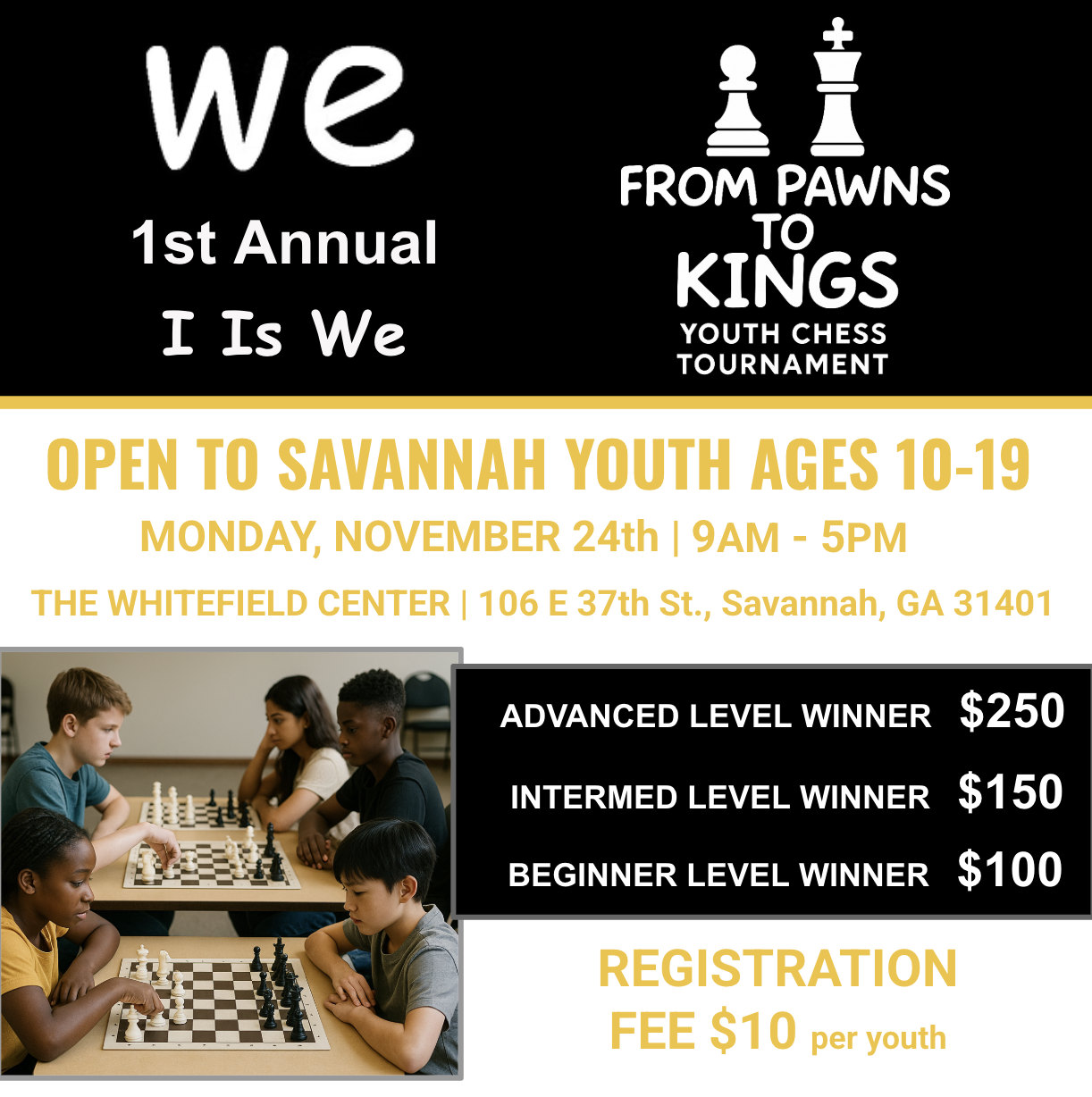 1st Annual I Is We Youth Chess Tournament graphic